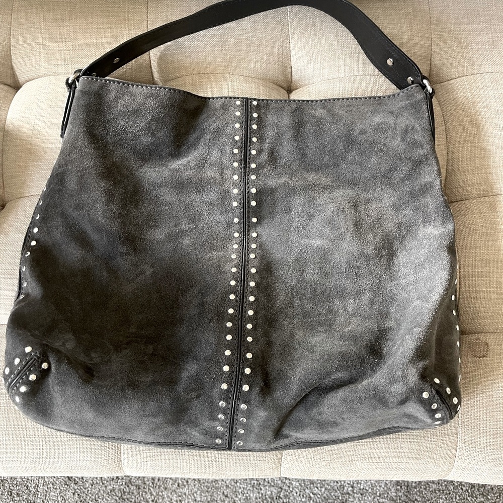 Michael Kors grey suede hobo bag